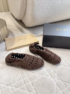 Alternative view of ALAIA Flats & Loafers Suede (Brown) EU35-39 C10202606030006129
