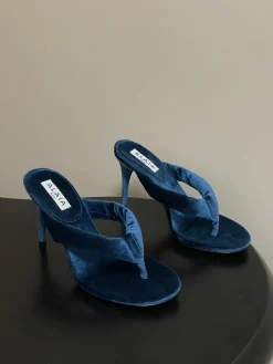Alternative view of ALAIA Sandals & Mules Velvet (Blue) EU35-39 B90202606030010129
