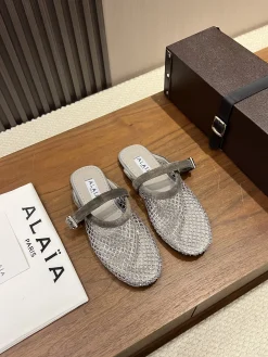 ALAIA Slides & Slippers Mesh (Silver-Grey) EU35-42 B40202606030012109