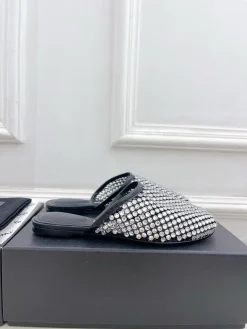 ALEXANDER WANG Slides & Slippers Leather (Black-Silver) EU35-39 B50202606030023119