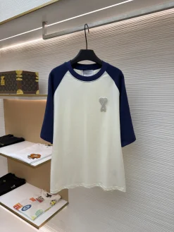 AMI T-shirts & Vests Cotton (White-Navy) S-XL A2020260613064579