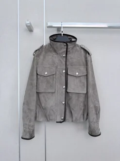 BALENCIAGA Coats & Jackets Suede (Gray) S-M-L A100202606010138359