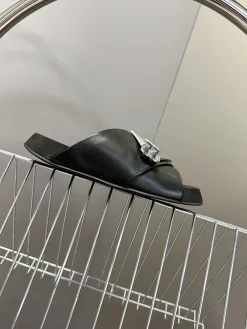BALENCIAGA Slides & Slippers Leather (Black-Silver) EU39-44 B40202606030048109