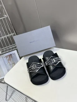 Alternative view of BALENCIAGA Slides & Slippers Leather (Black-Silver) EU39-44 B40202606030048109
