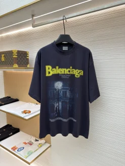 BALENCIAGA T-shirts & Vests Cotton (Black-Yellow-Blue) XS-L A2020260613010679
