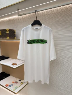 BALENCIAGA T-shirts & Vests Cotton (White-Green-Black) S-XL A2520260613031479