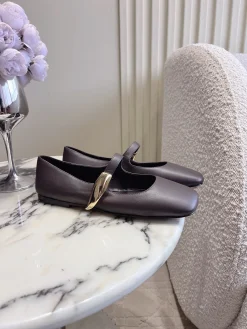 BOTTEGA VENETA Flats & Loafers Leather (Brown-Gold) EU35-39 C10202606030114129