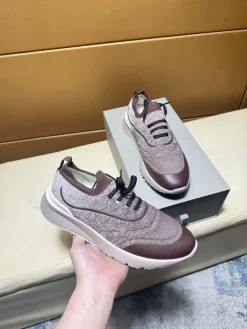 Alternative view of BRUNELLO CUCINELLI Sneakers & Trainers Knit-Leather (Brown-Grey-White) EU39-45 B80202606030191129