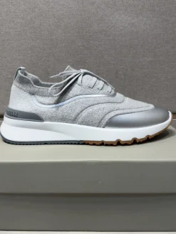 BRUNELLO CUCINELLI Sneakers & Trainers Knit-Leather (Grey-Silver-White-Brown) EU38-44 B10202606030192109
