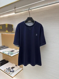 BRUNELLO CUCINELLI T-shirts & Vests Cotton (Navy-Gray) S-XL A2020260613034979