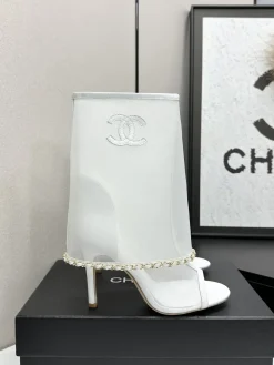 CHANEL Boots & Booties Mesh-Leather (White-Gold) EU35-41 C30202606030231139