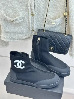 CHANEL Boots & Booties Textile (Black-White) EU35-39 B50202606030232119