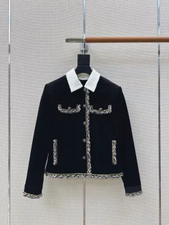 CHANEL Coats & Jackets Corduroy (Black-White) S-M-L C45202606011679139