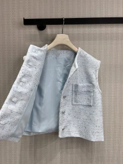 Alternative view of CHANEL Coats & Jackets Tweed (Light blue-White) S-M-L C95202606011771159