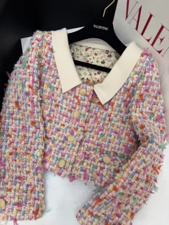 CHANEL Coats & Jackets Tweed (White-Pink-Blue-Red-Green) SM D00202606011538159