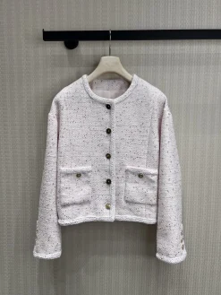 CHANEL Coats & Jackets Tweed (White-Pink) S-M-L D65202606011770179