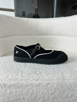 CHANEL Flats & Loafers Canvas (Black-White) EU35-41 B60202606030236119