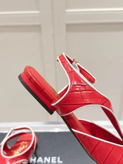 Alternative view of CHANEL Flats & Loafers Embossed Leather (Red-White) EU35-41 B70202606030238119