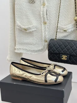 CHANEL Flats & Loafers Leather (Gold-Black) EU35-39 B60202606030278119