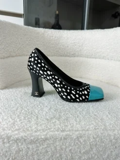 CHANEL Pumps & Heels Calf Hair-Leather (Black-White-Blue) EU35-41 B90202606030320129