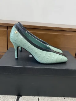 CHANEL Pumps & Heels Embossed Leather (Mint Green-Black) EU35-40 B90202606030325129