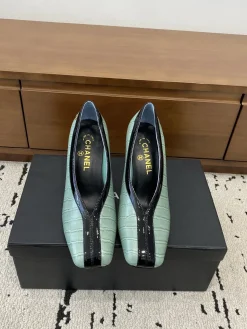 Alternative view of CHANEL Pumps & Heels Embossed Leather (Mint Green-Black) EU35-40 B90202606030325129