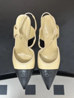 Alternative view of CHANEL Pumps & Heels Leather (Beige-Black) EU35-39 B70202606030326119
