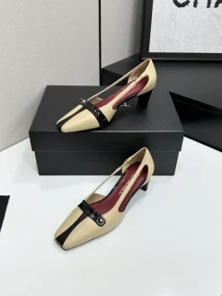 Alternative view of CHANEL Pumps & Heels Leather (Beige-Black-Red) EU35-39 B60202606030331119