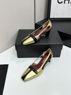 Alternative view of CHANEL Pumps & Heels Leather (Gold-Black-Red) EU35-39 B60202606030351119