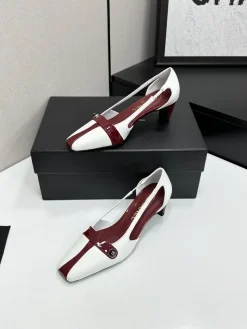 Alternative view of CHANEL Pumps & Heels Leather (White-Burgundy) EU35-39 B60202606030365119