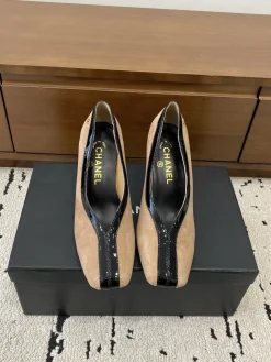 Alternative view of CHANEL Pumps & Heels Suede-Patent Leather (Beige-Black) EU35-40 B90202606030377129