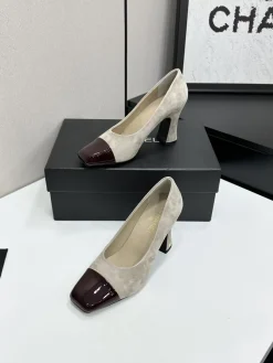Alternative view of CHANEL Pumps & Heels Suede-Patent Leather (Beige-Burgundy) EU35-39 B90202606030378129