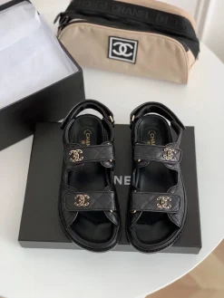 CHANEL Sandals & Mules Leather (Black-Gold) EU35-40 B20202606030393109