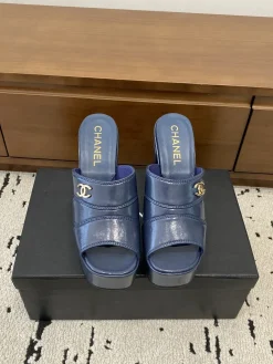 Alternative view of CHANEL Sandals & Mules Leather (Blue) EU35-39 B90202606030409129