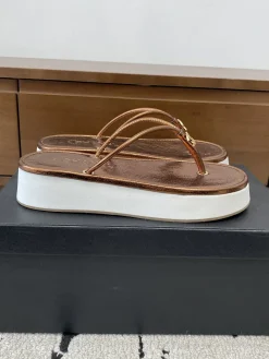 CHANEL Sandals & Mules Leather (Bronze-White) EU35-40 B50202606030410119