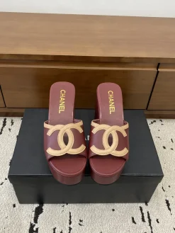 Alternative view of CHANEL Sandals & Mules Leather (Burgundy-Beige) EU35-41 B71202606030429119