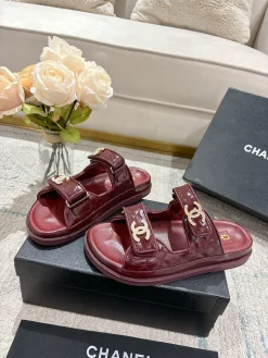 Alternative view of CHANEL Sandals & Mules Leather (Burgundy) EU35-40 B20202606030415109