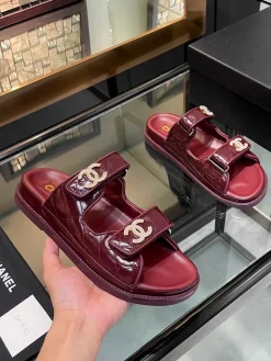 Alternative view of CHANEL Sandals & Mules Leather (Burgundy) EU35-40 B20202606030417109