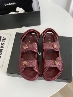 Alternative view of CHANEL Sandals & Mules Leather (Burgundy) EU35-40 B20202606030617109