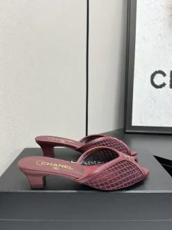 CHANEL Sandals & Mules Leather-Mesh (Burgundy) EU35-41 B40202606030428109