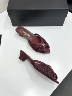 Alternative view of CHANEL Sandals & Mules Leather-Mesh (Burgundy) EU35-41 B40202606030428109