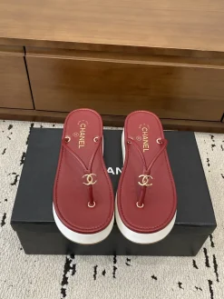 Alternative view of CHANEL Sandals & Mules Leather (Red-White) EU35-40 B50202606030430119