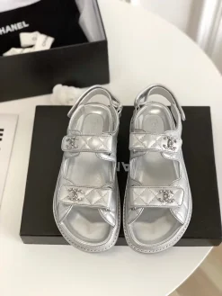 Alternative view of CHANEL Sandals & Mules Leather (Silver) EU35-40 B20202606030431109