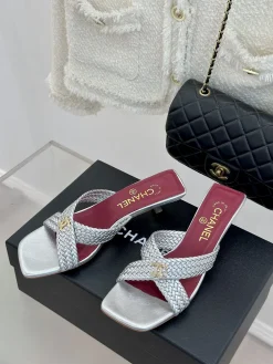 Alternative view of CHANEL Sandals & Mules Leather (Silver-Red) EU35-39 B40202606030433109