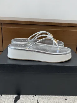 CHANEL Sandals & Mules Leather (Silver-White-Gold) EU35-40 B50202606030435119
