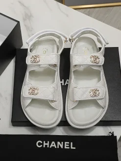 Alternative view of CHANEL Sandals & Mules Leather (White-Gold) EU35-40 B20202606030436109