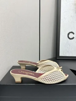 CHANEL Sandals & Mules Mesh-Leather (Beige-Burgundy) EU35-41 B40202606030450109