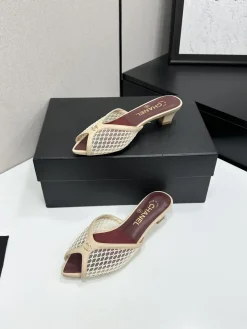 Alternative view of CHANEL Sandals & Mules Mesh-Leather (Beige-Burgundy) EU35-41 B40202606030450109