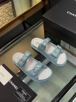 Alternative view of CHANEL Sandals & Mules Patent Leather (Blue) EU35-40 B20202606030469109