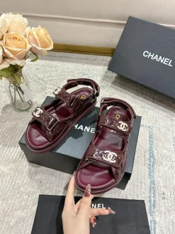 Alternative view of CHANEL Sandals & Mules Patent Leather (Burgundy) EU35-40 B20202606030470109